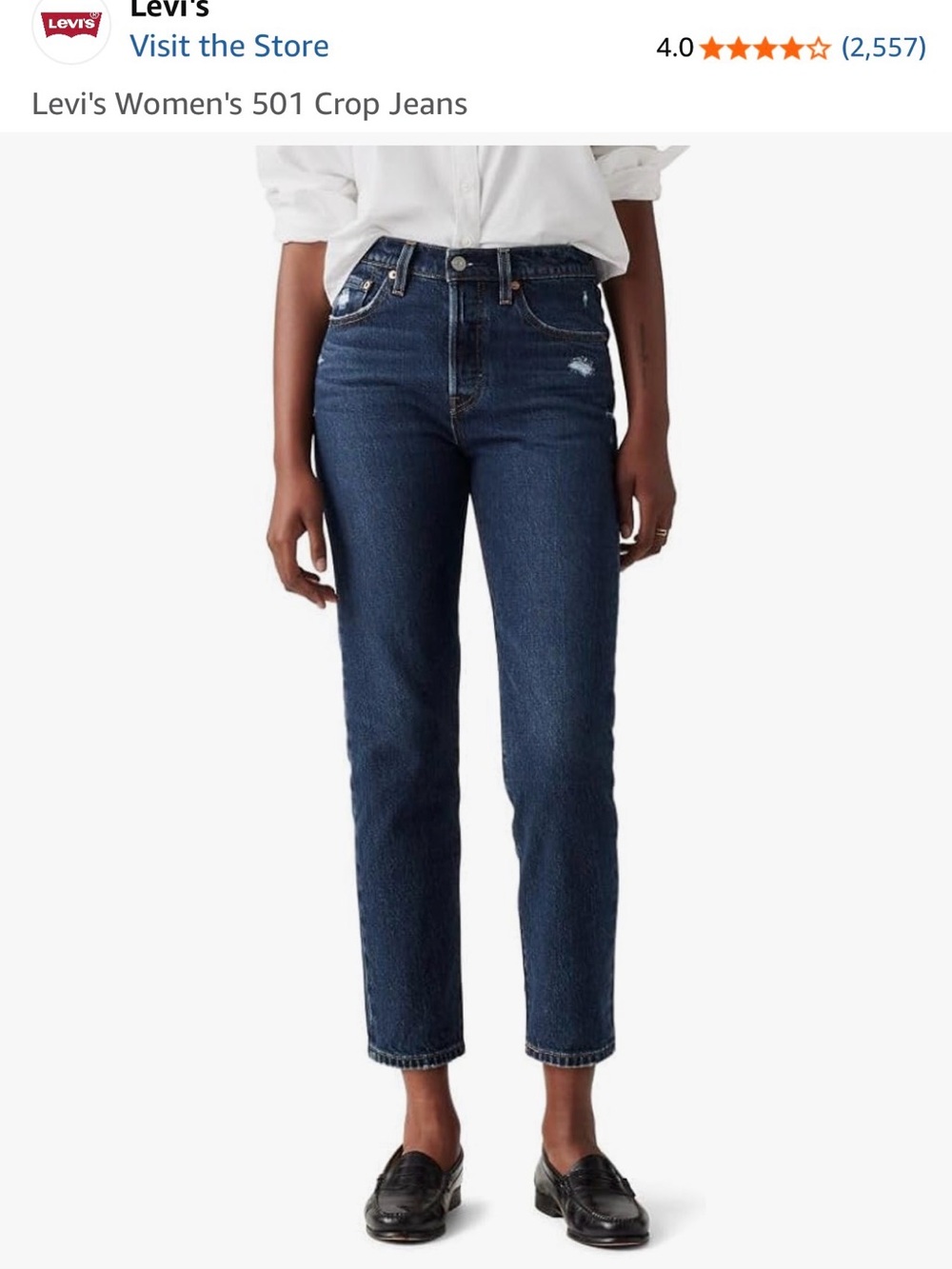 Levi's Women's Cropper Straight Leg Jeans in Dark Blue